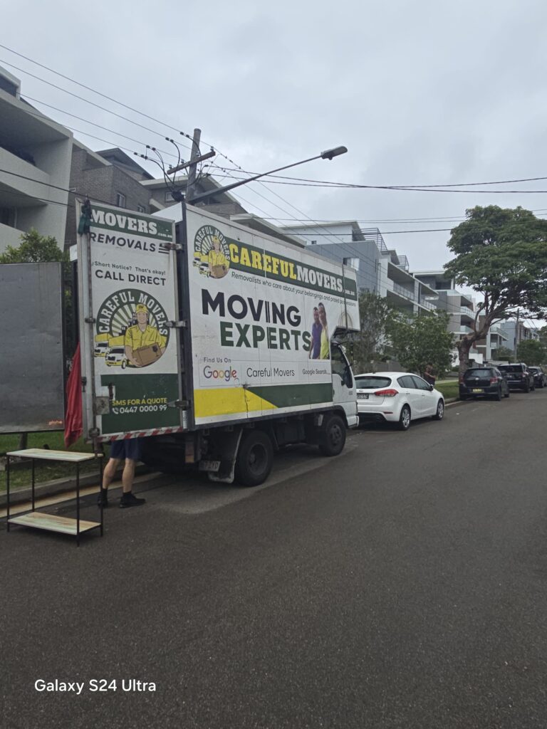 Careful Movers branded truck working in the Hornsby area